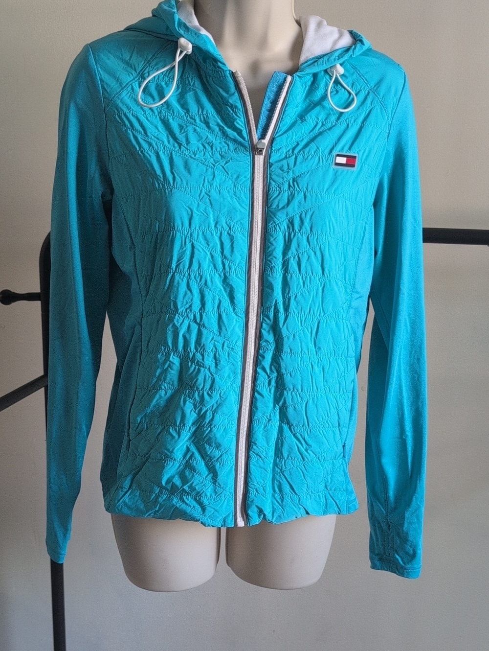 Tommy Hilfiger Turquoise Hooded Zip-Front Jacket